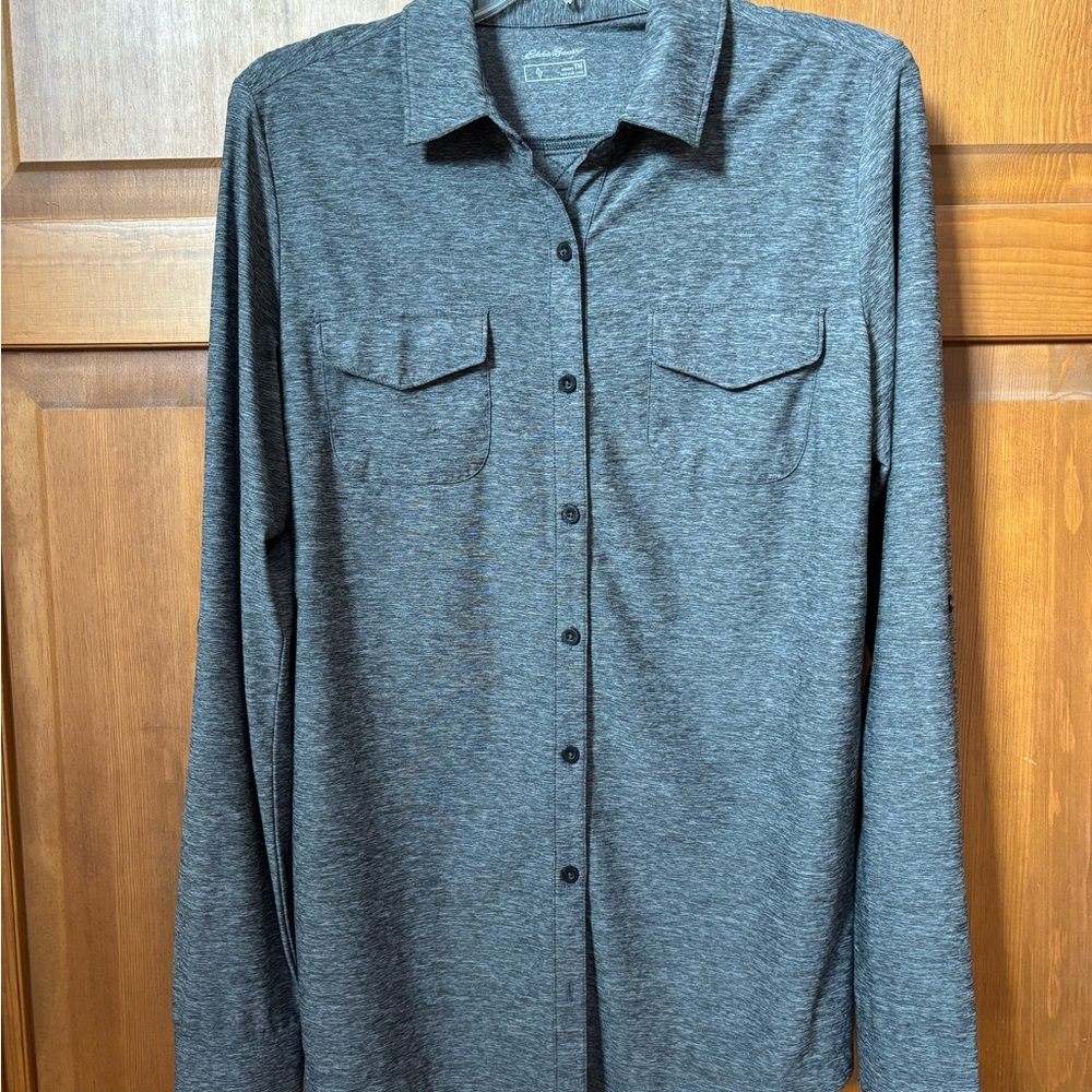 Eddie Bauer Gray Button-Up Shirt